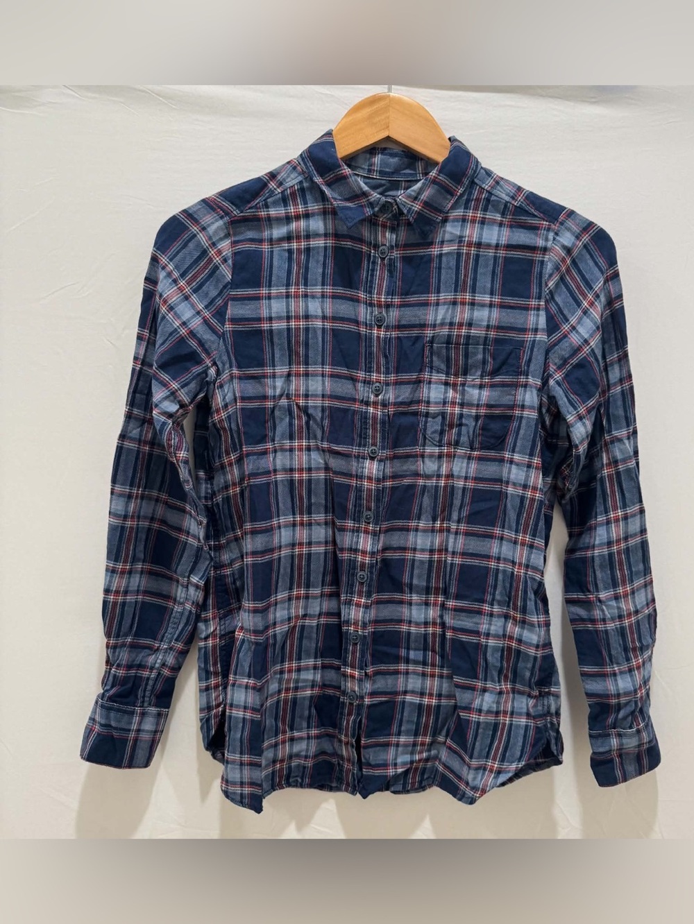 Fat face perfect shirt Women's  Navy Plaid Button-Down Shirt 100% Cotton Size 4